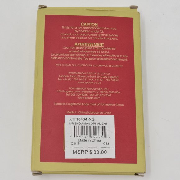 Spode Christmas Tree Mr Snowman Ornament Holiday Ceramic New in Box Traditional - Picture 2 of 7